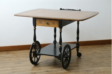 アメリカヴィンテージ　希少な廃版品　アメリカ高級家具　Ethan Allen(イーセン・アーレン)　花のデザインが魅力のバタフライサービスワゴン　(R-080353)