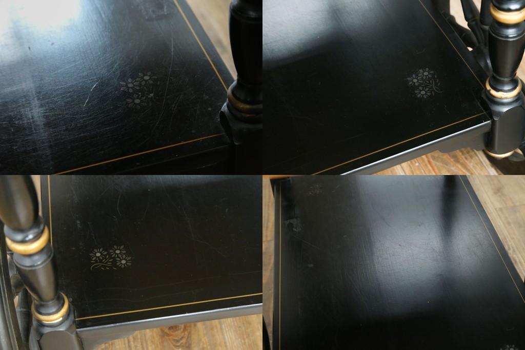 アメリカヴィンテージ　希少な廃版品　アメリカ高級家具　Ethan Allen(イーセン・アーレン)　花のデザインが魅力のバタフライサービスワゴン　(R-080353)