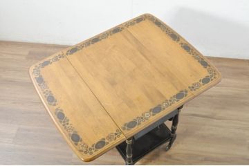 アメリカヴィンテージ　希少な廃版品　アメリカ高級家具　Ethan Allen(イーセン・アーレン)　花のデザインが魅力のバタフライサービスワゴン(キッチンワゴン、キッチンカート、サイドテーブル、ワゴンテーブル、キャスターワゴン、ビンテージ)(R-080353)