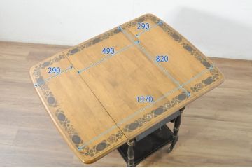 アメリカヴィンテージ　希少な廃版品　アメリカ高級家具　Ethan Allen(イーセン・アーレン)　花のデザインが魅力のバタフライサービスワゴン(キッチンワゴン、キッチンカート、サイドテーブル、ワゴンテーブル、キャスターワゴン、ビンテージ)(R-080353)