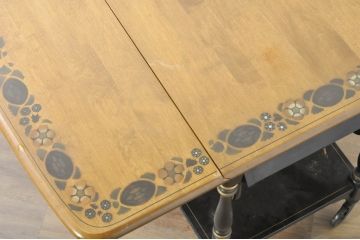 アメリカヴィンテージ　希少な廃版品　アメリカ高級家具　Ethan Allen(イーセン・アーレン)　花のデザインが魅力のバタフライサービスワゴン(キッチンワゴン、キッチンカート、サイドテーブル、ワゴンテーブル、キャスターワゴン、ビンテージ)(R-080353)