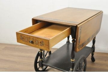 アメリカヴィンテージ　希少な廃版品　アメリカ高級家具　Ethan Allen(イーセン・アーレン)　花のデザインが魅力のバタフライサービスワゴン(キッチンワゴン、キッチンカート、サイドテーブル、ワゴンテーブル、キャスターワゴン、ビンテージ)(R-080353)