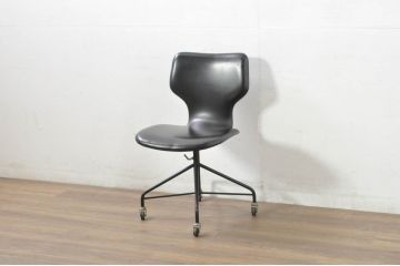 和製ビンテージ　美品　天童木工　シャビーな雰囲気が魅力的なシンプルなデスクチェア(キャスターチェア、椅子、イス、回転チェア、アームレスチェア)(R-080356)