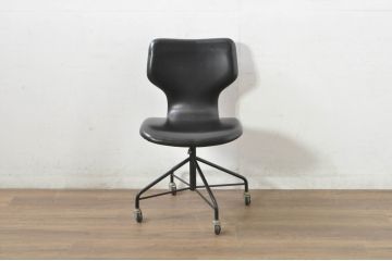 和製ビンテージ　美品　天童木工　シャビーな雰囲気が魅力的なシンプルなデスクチェア(キャスターチェア、椅子、イス、回転チェア、アームレスチェア)(R-080356)