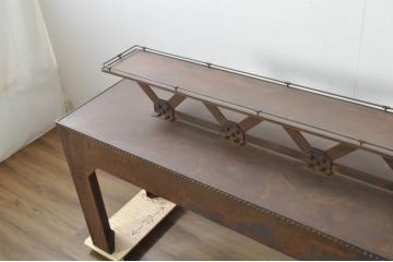 中古　特注 オーダー品　重量約250kg　無骨なデザインが格好いいアンティーク調のアイアン飾り棚(陳列棚、展示台、展示棚、ディスプレイ台、店舗什器)(製作費約150万円)(R-080358)