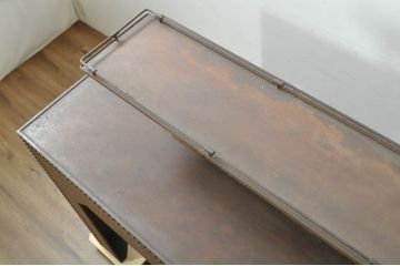 中古　特注 オーダー品　重量約250kg　無骨なデザインが格好いいアンティーク調のアイアン飾り棚(陳列棚、展示台、展示棚、ディスプレイ台、店舗什器)(製作費約150万円)(R-080358)