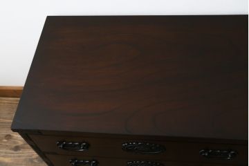 中古　民芸箪笥　和のインテリアに映える引き出し6杯付きのローチェスト(和たんす、衣装タンス、収納箪笥、引き出し、TV台、TVボード、テレビ台、テレビボード)(R-080359)