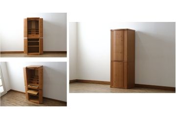 中古　未使用展示品　桜模様と明るい色合いが軽やかな雰囲気を醸し出す照明付きのモダン仏壇(床置き仏壇、家具調仏壇、祭壇、戸棚、収納棚)(定価約40万円)(R-080361)