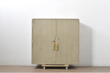 中古　伝統工芸士　頓所芳男作　脚(台輪)付きリメイク　繊細なデザインの金具が魅力的な加茂桐箪笥(胴厚、総桐たんす、和たんす、着物箪笥、衣装箪笥)(R-080365)