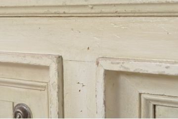 フランスアンティーク　特大　ペイント　アンティークスタイルの空間演出におすすめのカウンターテーブル(ショップカウンター、レジカウンター、受付、収納棚、店舗什器)(R-080374)