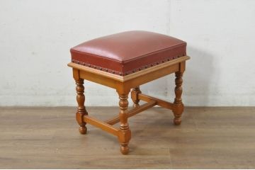 中古　横浜ダニエル(daniel)　アーリーアメリカンシリーズ　A-537-7　本革(レザー)　上品な佇まいのスツール(椅子、イス)(R-080378)