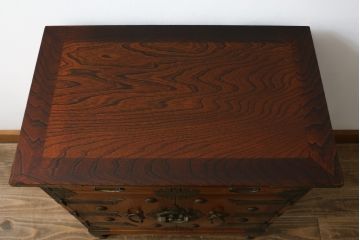 中古　美品　李朝　作りの良い真鍮(しんちゅう)金具が魅力的なキャビネット(サイドキャビネット、サイドテーブル、箪笥、収納棚、戸棚)(R-080379)