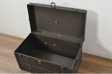 ビンテージ雑貨　希少サイズ!!　サイズが良いね!小振りで作りの良い船トランク(舟トランク、ブランケットボックス、トランクテーブル、ディスプレイ雑貨、収納箱、店舗什器、ヴィンテージ)(R-080380)
