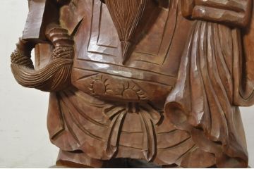 和製アンティーク　時代物!!　特大!!　欅(ケヤキ)材　在銘　作家物　恵比寿様と大黒様のセット(置物、ディスプレイ、木彫り、置き物)(R-080382)