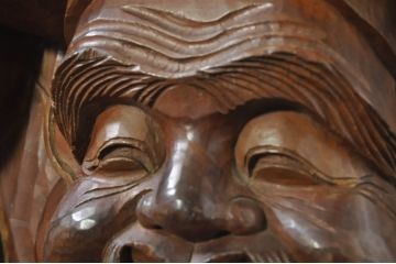 和製アンティーク　時代物!!　特大!!　欅(ケヤキ)材　在銘　作家物　恵比寿様と大黒様のセット(置物、ディスプレイ、木彫り、置き物)(R-080382)