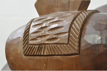 和製アンティーク　時代物!!　特大!!　欅(ケヤキ)材　在銘　作家物　恵比寿様と大黒様のセット(置物、ディスプレイ、木彫り、置き物)(R-080382)