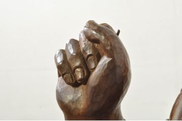 和製アンティーク　時代物!!　特大!!　欅(ケヤキ)材　在銘　作家物　恵比寿様と大黒様のセット(置物、ディスプレイ、木彫り、置き物)(R-080382)