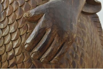 和製アンティーク　時代物!!　特大!!　欅(ケヤキ)材　在銘　作家物　恵比寿様と大黒様のセット(置物、ディスプレイ、木彫り、置き物)(R-080382)