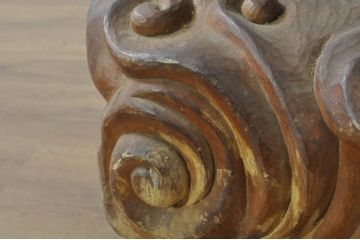 和製アンティーク　時代物!!　特大!!　欅(ケヤキ)材　在銘　作家物　恵比寿様と大黒様のセット(置物、ディスプレイ、木彫り、置き物)(R-080382)