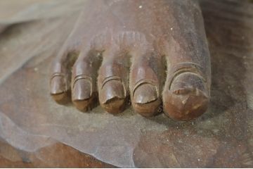 和製アンティーク　時代物!!　特大!!　欅(ケヤキ)材　在銘　作家物　恵比寿様と大黒様のセット(置物、ディスプレイ、木彫り、置き物)(R-080382)