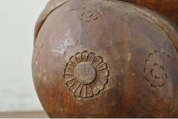 和製アンティーク　時代物!!　特大!!　欅(ケヤキ)材　在銘　作家物　恵比寿様と大黒様のセット(置物、ディスプレイ、木彫り、置き物)(R-080382)