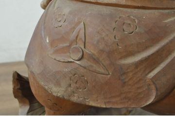 和製アンティーク　時代物!!　特大!!　欅(ケヤキ)材　在銘　作家物　恵比寿様と大黒様のセット(置物、ディスプレイ、木彫り、置き物)(R-080382)