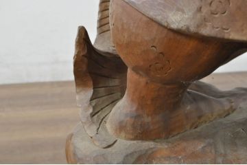 和製アンティーク　時代物!!　特大!!　欅(ケヤキ)材　在銘　作家物　恵比寿様と大黒様のセット(置物、ディスプレイ、木彫り、置き物)(R-080382)