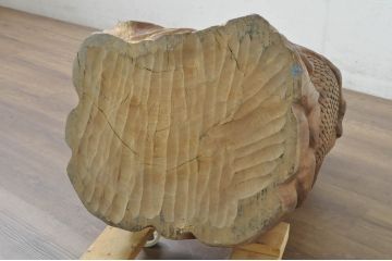 和製アンティーク　時代物!!　特大!!　欅(ケヤキ)材　在銘　作家物　恵比寿様と大黒様のセット(置物、ディスプレイ、木彫り、置き物)(R-080382)