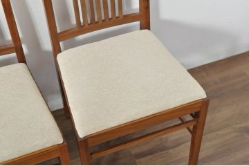 中古　美品　ウォールナット材　ロックストーン(ROCK STONE)　PM116 A&C　シンプルなデザインが取り入れやすいダイニングチェア4脚セット(サイドチェア、アームレスチェア、椅子、イス、バラ売り可能)(定価4脚で約32万円)(R-080388)