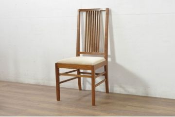 中古　美品　ウォールナット材　ロックストーン(ROCK STONE)　PM116 A&C　シンプルなデザインが取り入れやすいダイニングチェア4脚セット(サイドチェア、アームレスチェア、椅子、イス、バラ売り可能)(定価4脚で約32万円)(R-080388)