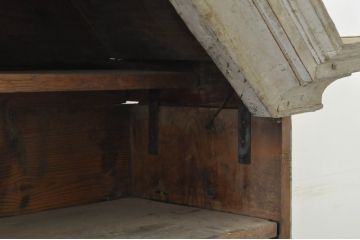 フランスアンティーク　大迫力!!　ペイント仕上げ限定　大きなボールフットの大型飾り棚(陳列棚、オープンラック、店舗什器)(R-080392)