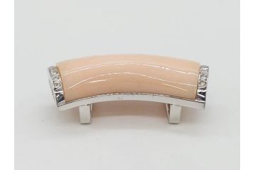 ピンク珊瑚(桃色)　Pt900(プラチナ)　気品を感じる帯留(白金、帯留め、着物道具、和装小物、アクセサリー)(R-080395)