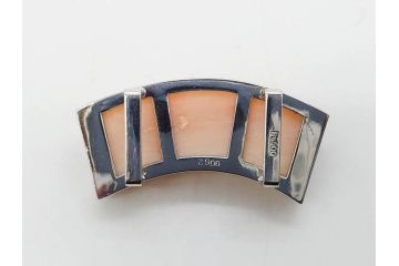 ピンク珊瑚(桃色)　Pt900(プラチナ)　気品を感じる帯留(白金、帯留め、着物道具、和装小物、アクセサリー)(R-080395)