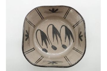 十三代 中里太郎右衛門　絵唐津　平向付　約14cm　4.6寸/黄唐津　割山椒向付　約12cm　4寸　落ち着いた味わい深い向付11客セット(花、深皿、深鉢、和皿、和食器、共箱付き、四寸六分、四寸)(R-080398)