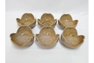 十三代 中里太郎右衛門　絵唐津　平向付　約14cm　4.6寸/黄唐津　割山椒向付　約12cm　4寸　落ち着いた味わい深い向付11客セット(花、深皿、深鉢、和皿、和食器、共箱付き、四寸六分、四寸)(R-080398)