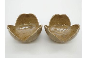十三代 中里太郎右衛門　絵唐津　平向付　約14cm　4.6寸/黄唐津　割山椒向付　約12cm　4寸　落ち着いた味わい深い向付11客セット(花、深皿、深鉢、和皿、和食器、共箱付き、四寸六分、四寸)(R-080398)