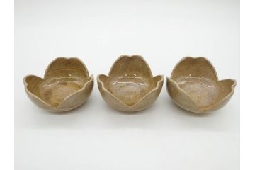 十三代 中里太郎右衛門　絵唐津　平向付　約14cm　4.6寸/黄唐津　割山椒向付　約12cm　4寸　落ち着いた味わい深い向付11客セット(花、深皿、深鉢、和皿、和食器、共箱付き、四寸六分、四寸)(R-080398)