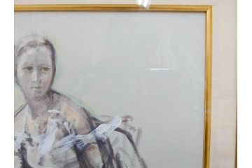 真作　吉野谷幸重　「踊り子」　10P(10号)　紙油彩画　絵画(一水会会員、人物画、女性、バレリーナ、肉筆、サイン入り、額装、タトウ箱付き)(R-080399)