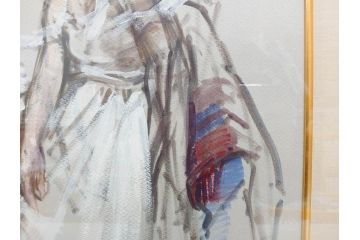 真作　吉野谷幸重　「踊り子」　10P(10号)　紙油彩画　絵画(一水会会員、人物画、女性、バレリーナ、肉筆、サイン入り、額装、タトウ箱付き)(R-080399)
