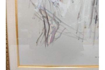真作　吉野谷幸重　「踊り子」　10P(10号)　紙油彩画　絵画(一水会会員、人物画、女性、バレリーナ、肉筆、サイン入り、額装、タトウ箱付き)(R-080399)