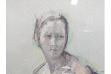 真作　吉野谷幸重　「踊り子」　10P(10号)　紙油彩画　絵画(一水会会員、人物画、女性、バレリーナ、肉筆、サイン入り、額装、タトウ箱付き)(R-080399)