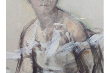 真作　吉野谷幸重　「踊り子」　10P(10号)　紙油彩画　絵画(一水会会員、人物画、女性、バレリーナ、肉筆、サイン入り、額装、タトウ箱付き)(R-080399)