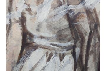 真作　吉野谷幸重　「踊り子」　10P(10号)　紙油彩画　絵画(一水会会員、人物画、女性、バレリーナ、肉筆、サイン入り、額装、タトウ箱付き)(R-080399)