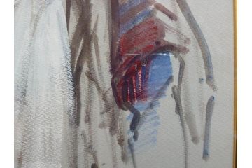 真作　吉野谷幸重　「踊り子」　10P(10号)　紙油彩画　絵画(一水会会員、人物画、女性、バレリーナ、肉筆、サイン入り、額装、タトウ箱付き)(R-080399)