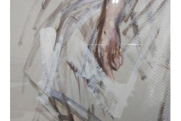 真作　吉野谷幸重　「踊り子」　10P(10号)　紙油彩画　絵画(一水会会員、人物画、女性、バレリーナ、肉筆、サイン入り、額装、タトウ箱付き)(R-080399)