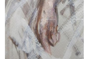 真作　吉野谷幸重　「踊り子」　10P(10号)　紙油彩画　絵画(一水会会員、人物画、女性、バレリーナ、肉筆、サイン入り、額装、タトウ箱付き)(R-080399)