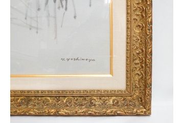 真作　吉野谷幸重　「踊り子」　10P(10号)　紙油彩画　絵画(一水会会員、人物画、女性、バレリーナ、肉筆、サイン入り、額装、タトウ箱付き)(R-080399)