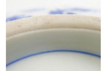 陶玉園　五助製　瀬戸焼　染付　楼閣山水図　約18cm　5.7寸　緻密に描かれたデザインが美しい鉢(風景、深皿、和皿、中皿、変形皿、深鉢、和食器、裏印、五寸七分)(R-080400)