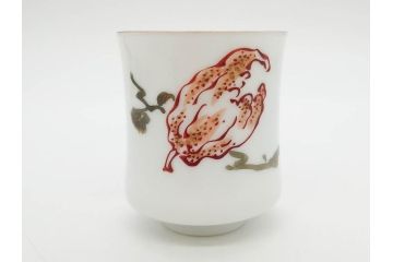 戦前　オールド香蘭社　有田焼　色絵　金彩　落ち着いた佇まいのカップ&ソーサー6客セット(カラスウリ?、植物、C&S、碗皿、洋食器、裏印)(R-080402)