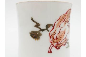 戦前　オールド香蘭社　有田焼　色絵　金彩　落ち着いた佇まいのカップ&ソーサー6客セット(カラスウリ?、植物、C&S、碗皿、洋食器、裏印)(R-080402)